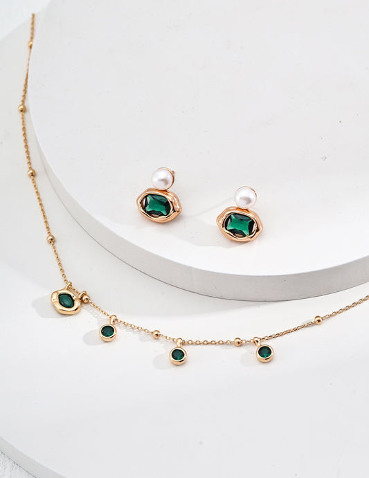 Sterling Silver with Green Zircon Necklace