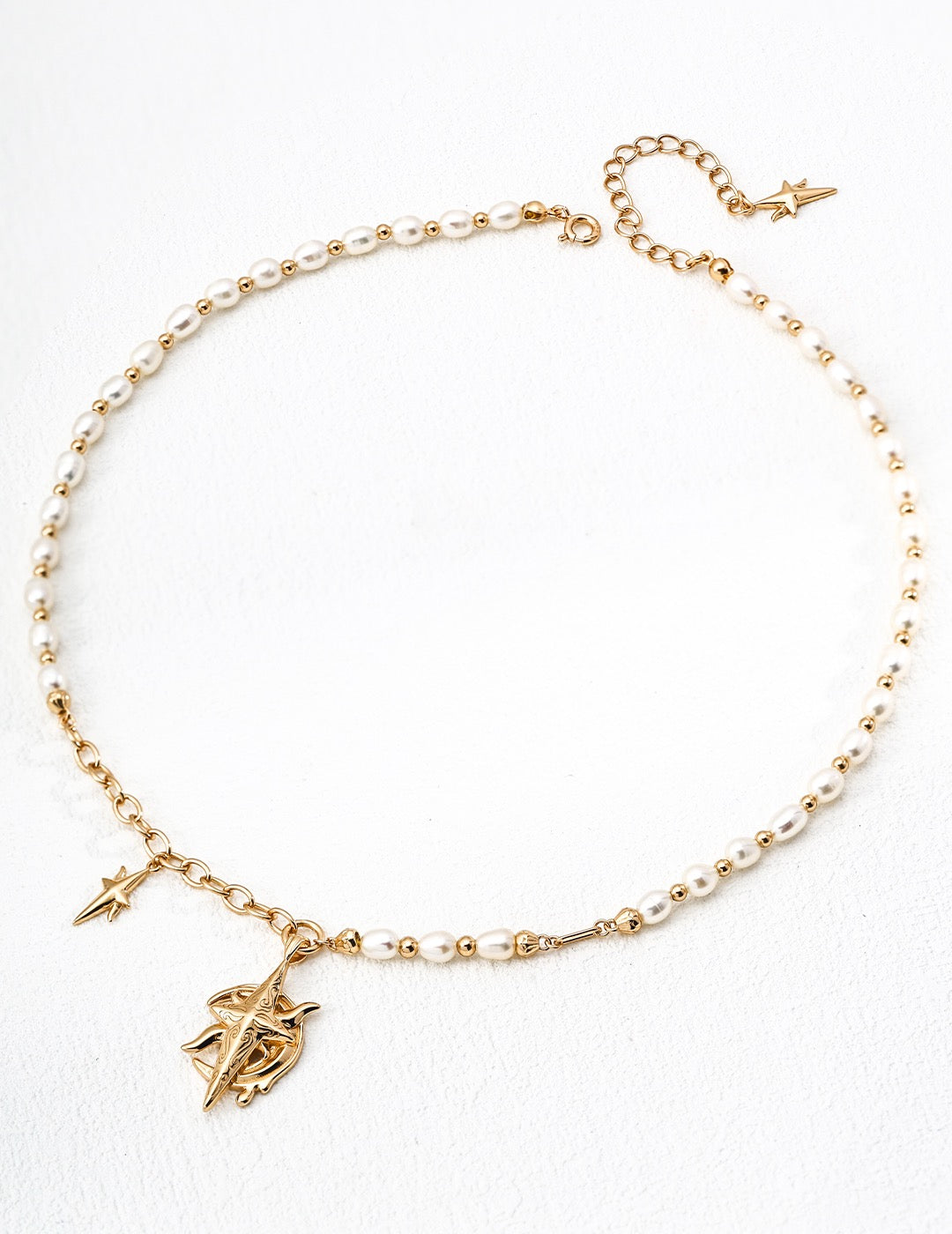 S925 Silver Tarot Pearl Necklace | Moon & Star Celestial Jewelry