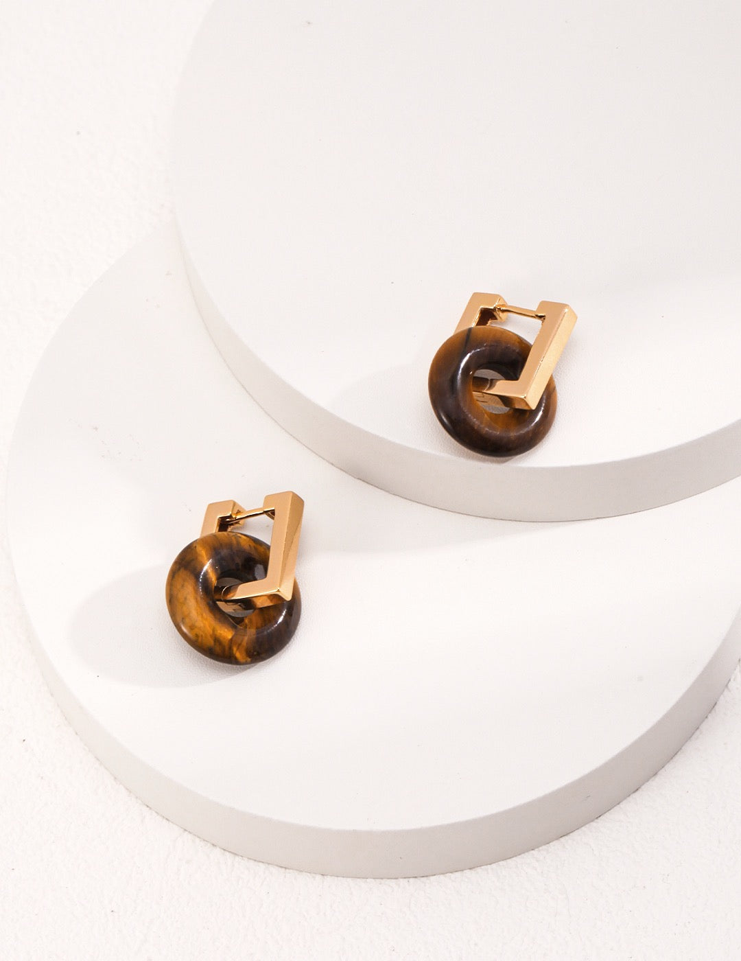 Natural Tiger’s Eye Gemstone Earrings