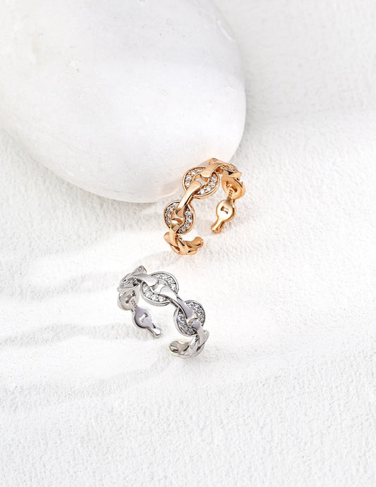 Sterling Silver Coin-Chain Ring