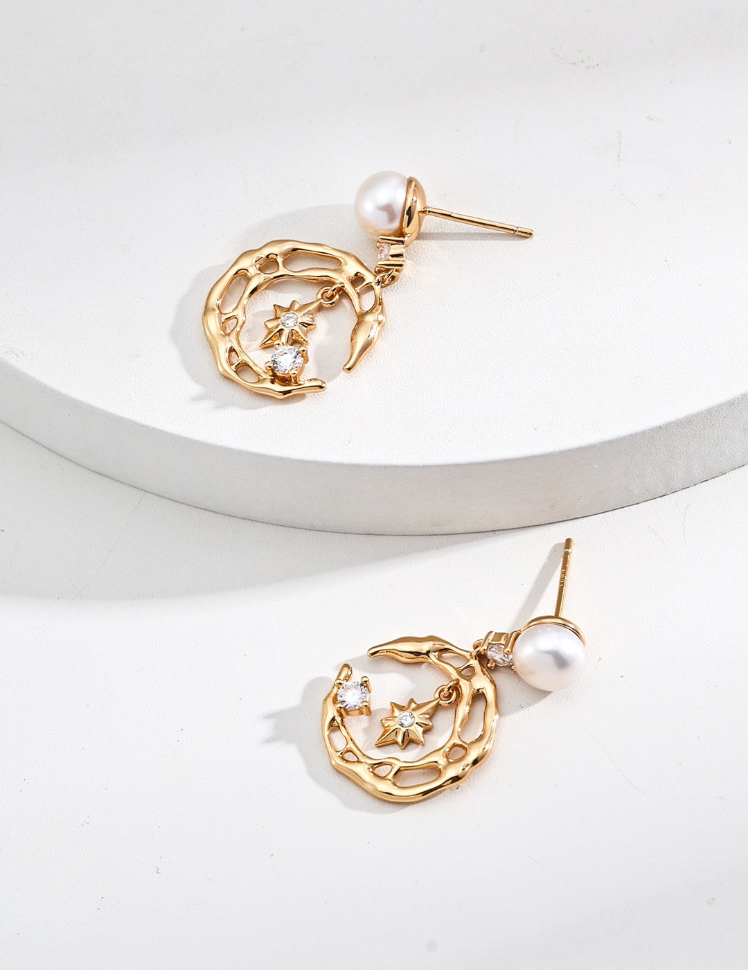 Crescent Pearl Earrings