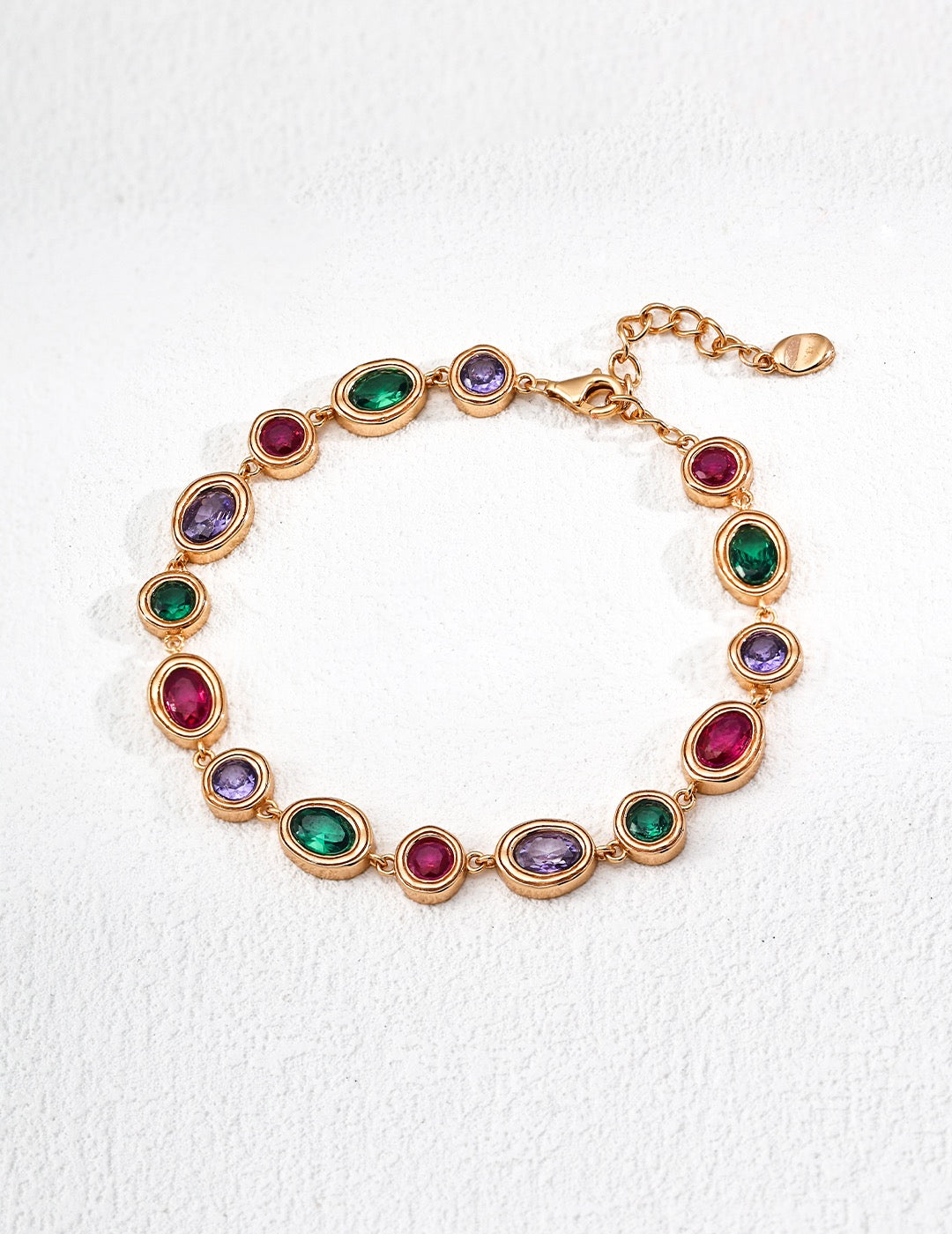 Aurora Elegance Multi-Gemstone Gold Plated Jewelry Set (Earrings & Bracelet)