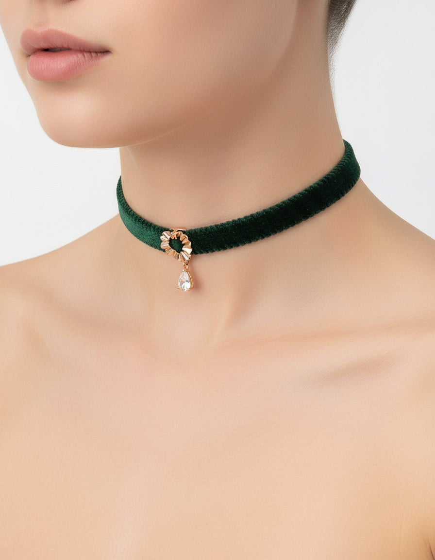 S925 Silver Pearl & Onyx Earrings with Velvet Choker Set