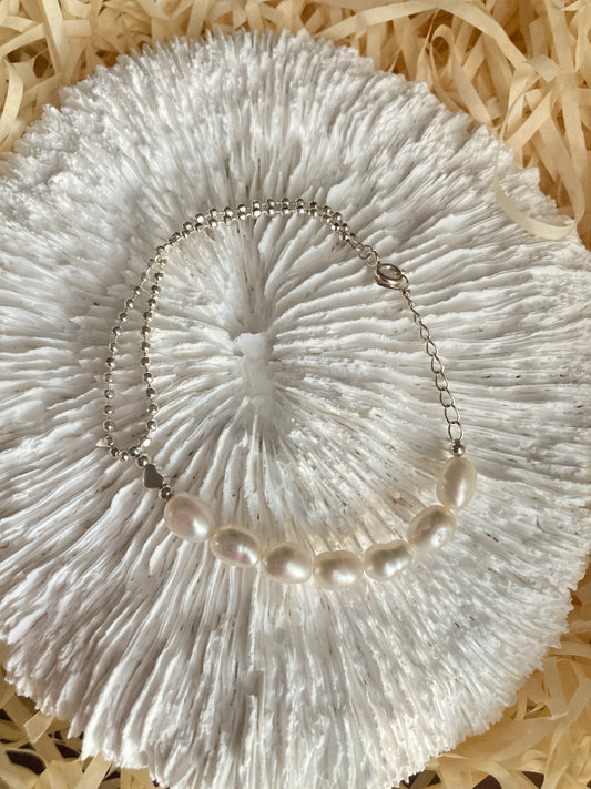 Silver Chain and Pearl Bracelet