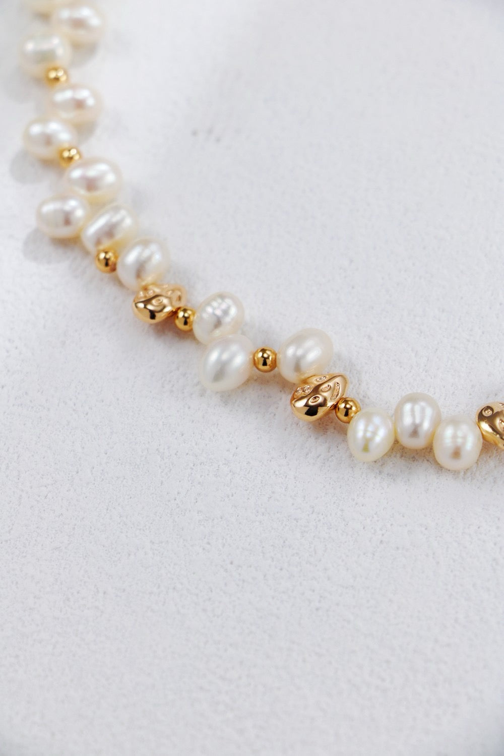 S925 Vintage Gold Pearl Necklace and Bracelet