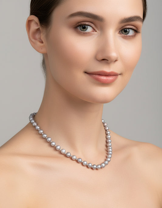 Elegant White-Gold Freshwater Pearl Necklace