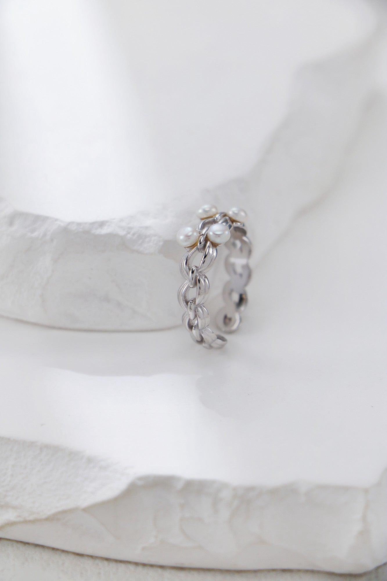 Sterling Silver and Pearl Woven Ring