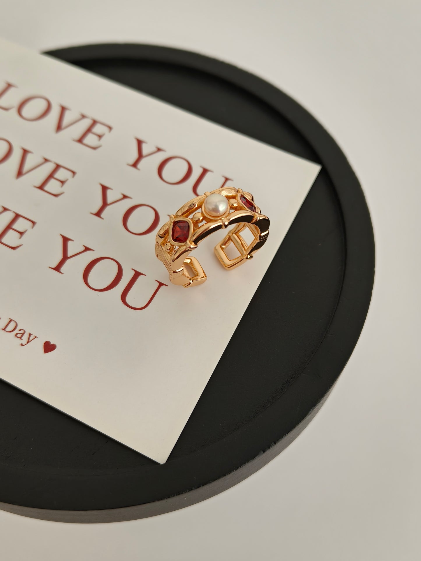 Royal Garnet and Pearl Gold Vermeil Ring