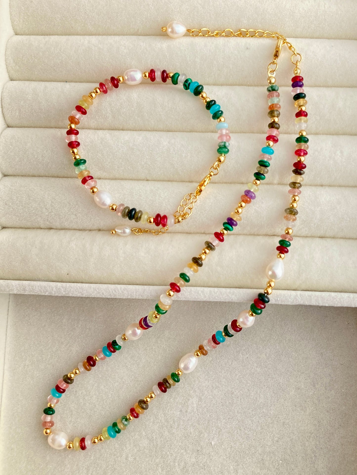 Rainbow Beads Necklace and Bracelet