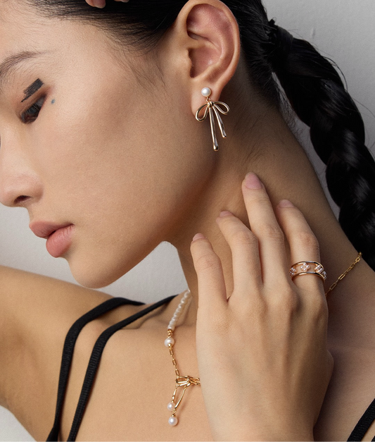 Whimsy Bow Pearl Drop Earrings