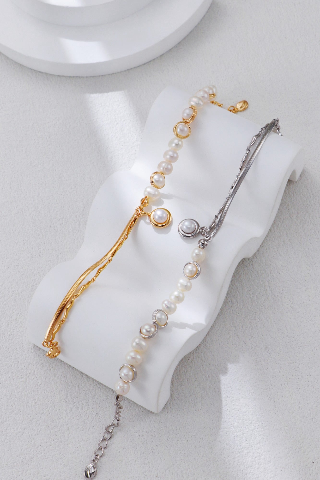 Natural Pearl & Sterling Silver Chain Bracelet – Minimalist Elegance