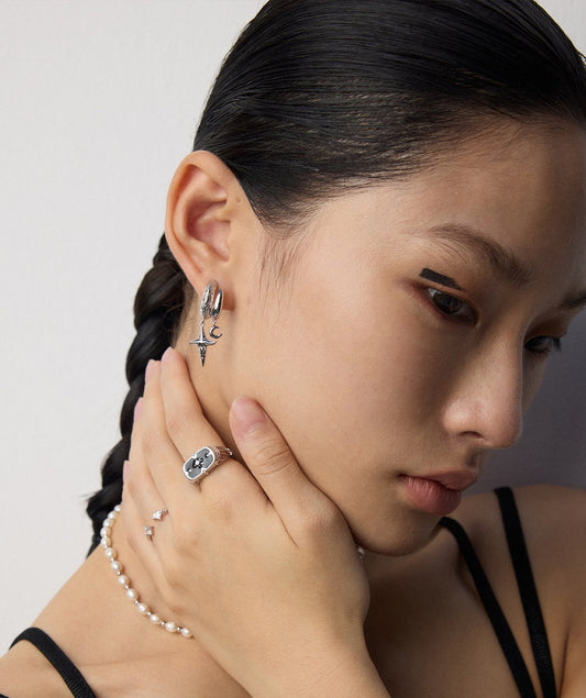 S925 Silver Moon & Star Tarot Earrings | Vintage Celestial Jewelry