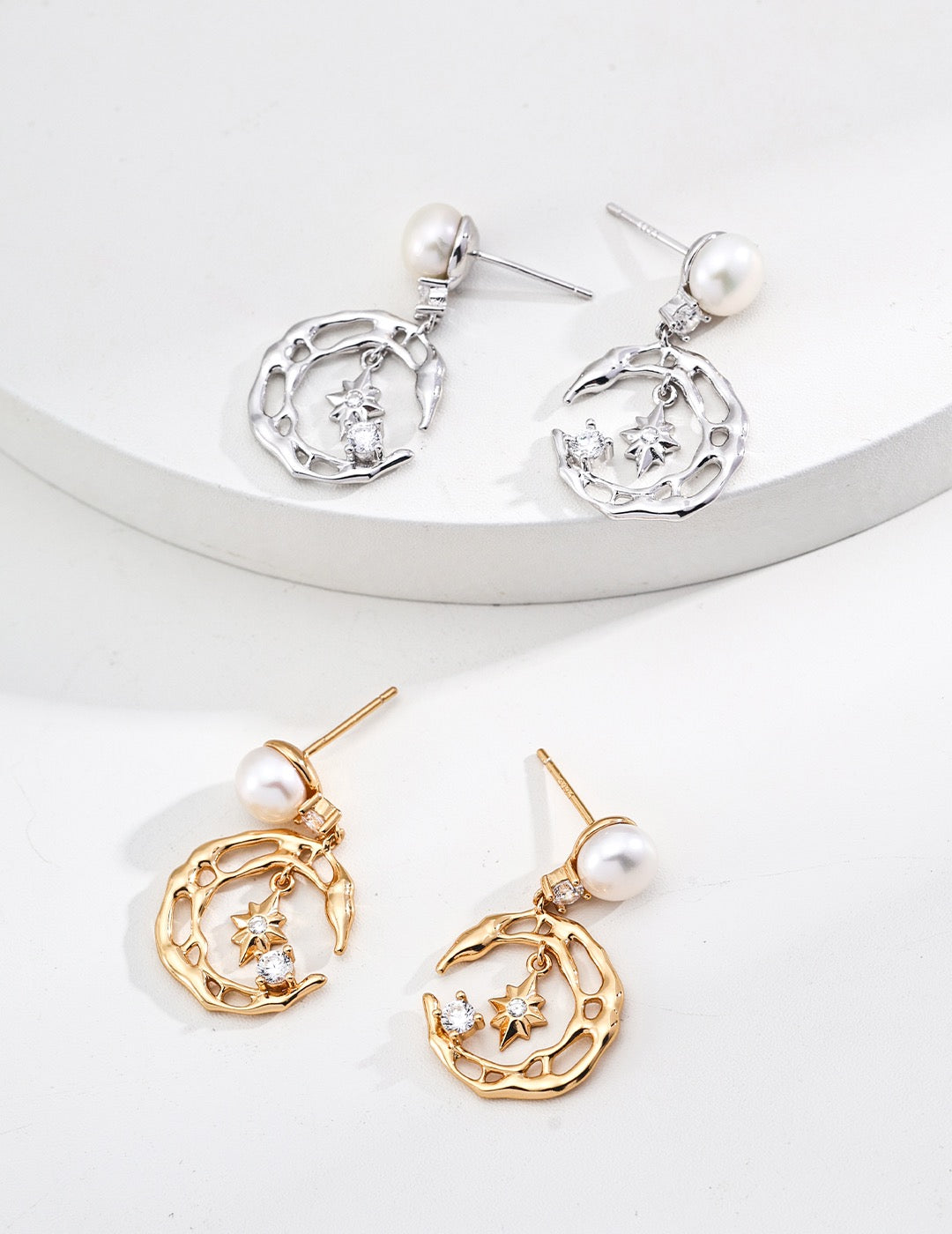 Crescent Pearl Earrings