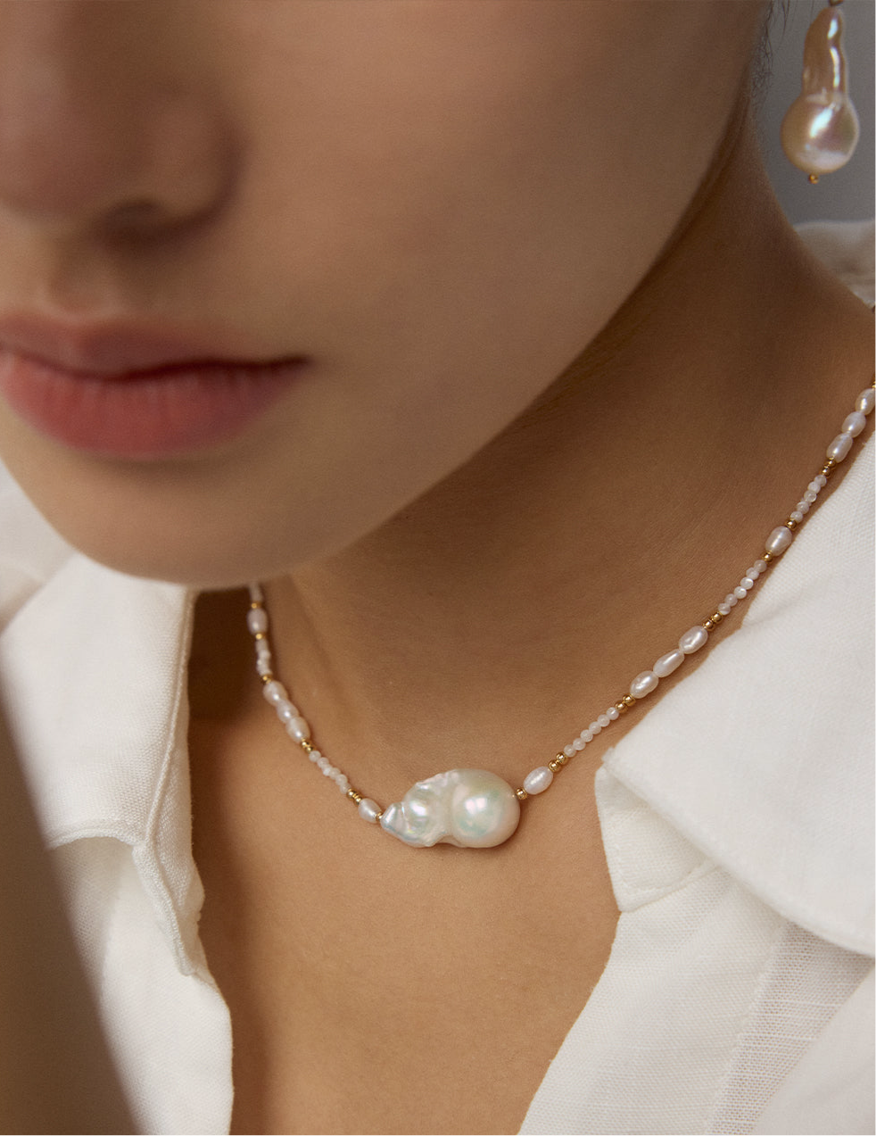 Baroque Pearl Beaded Necklace