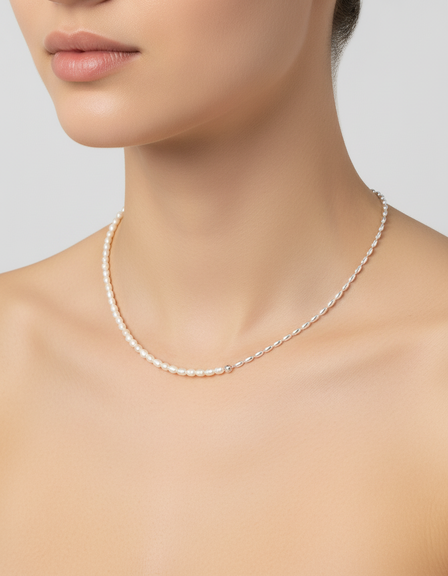 Dual-Tone Rice Pearl Choker