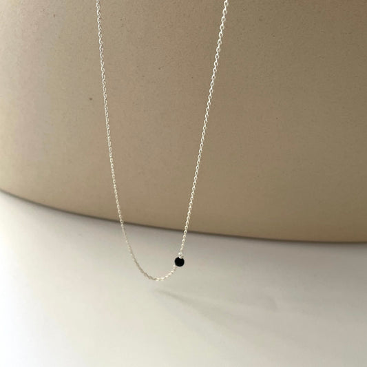 Black Quartz Silver Necklace
