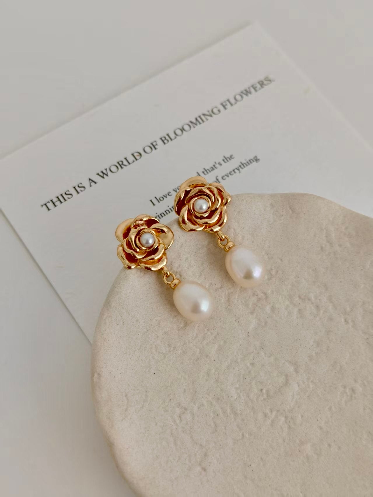 Rose Whisper Pearl & Silver Earrings