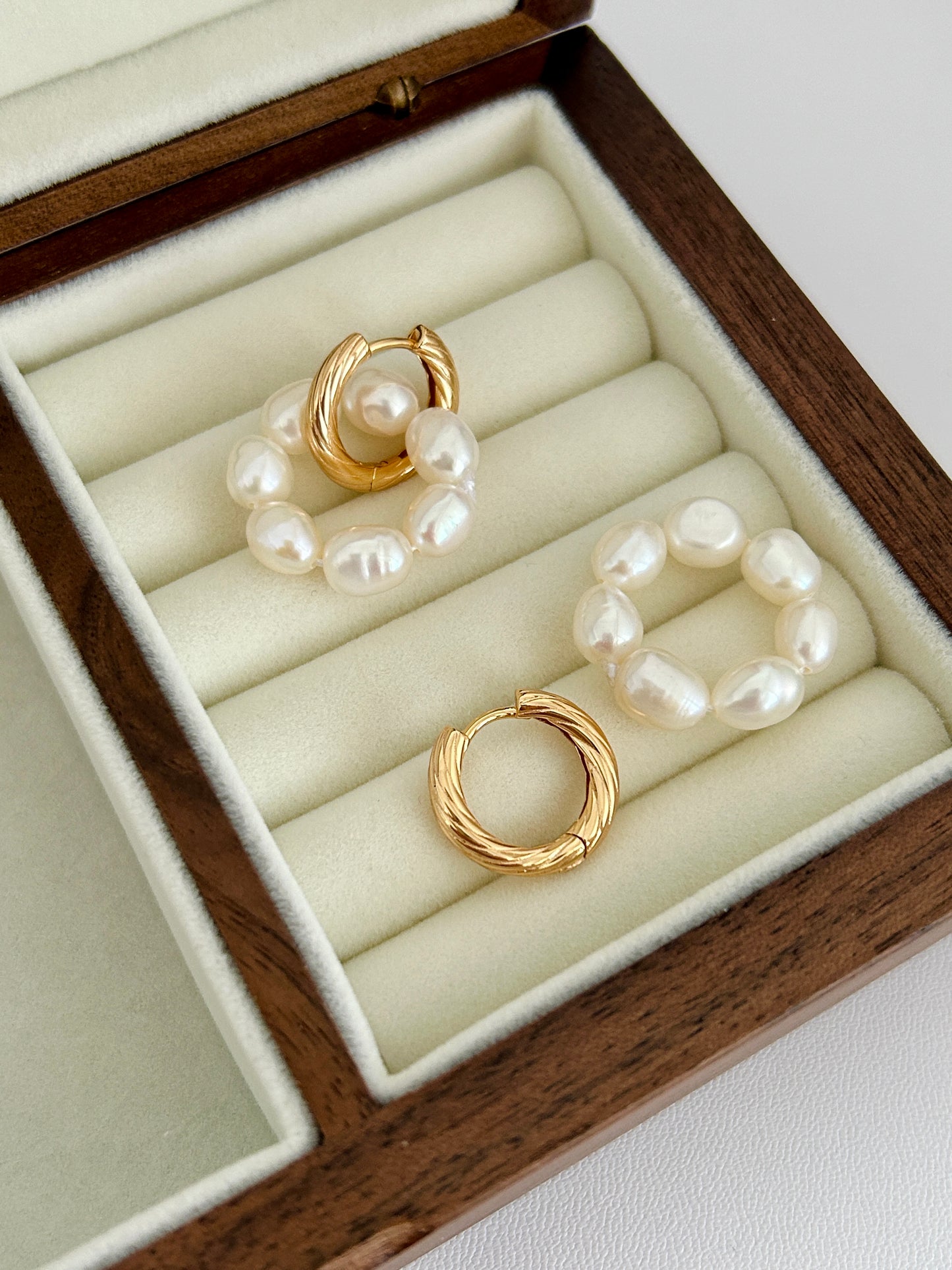 Pearl Earrings with Removable Pearl Ring Pendants