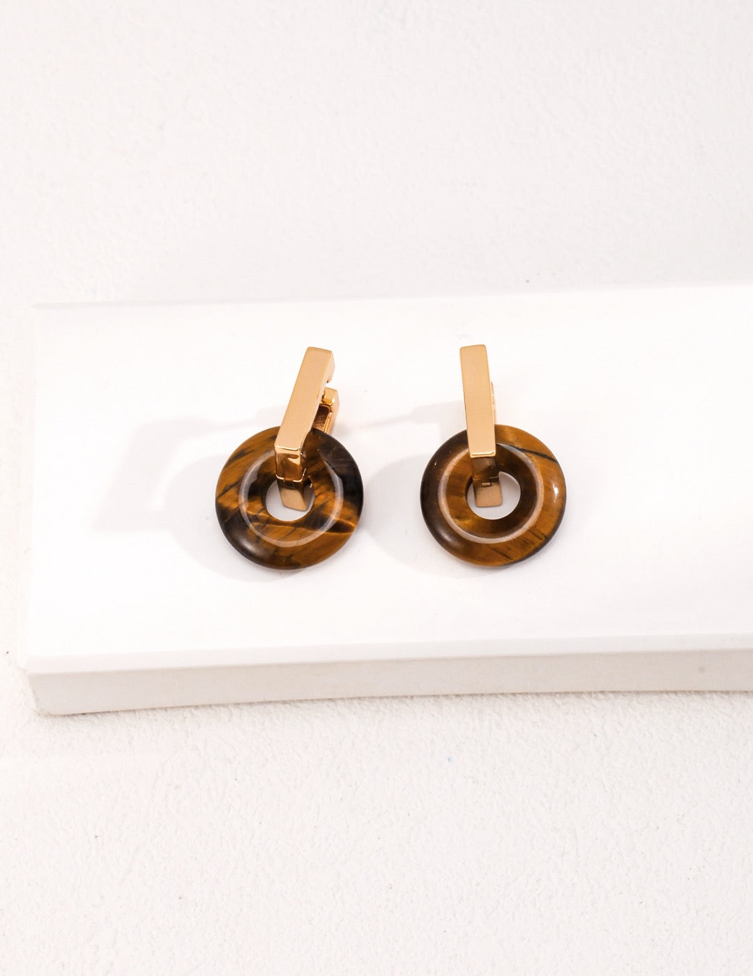 Natural Tiger’s Eye Gemstone Earrings