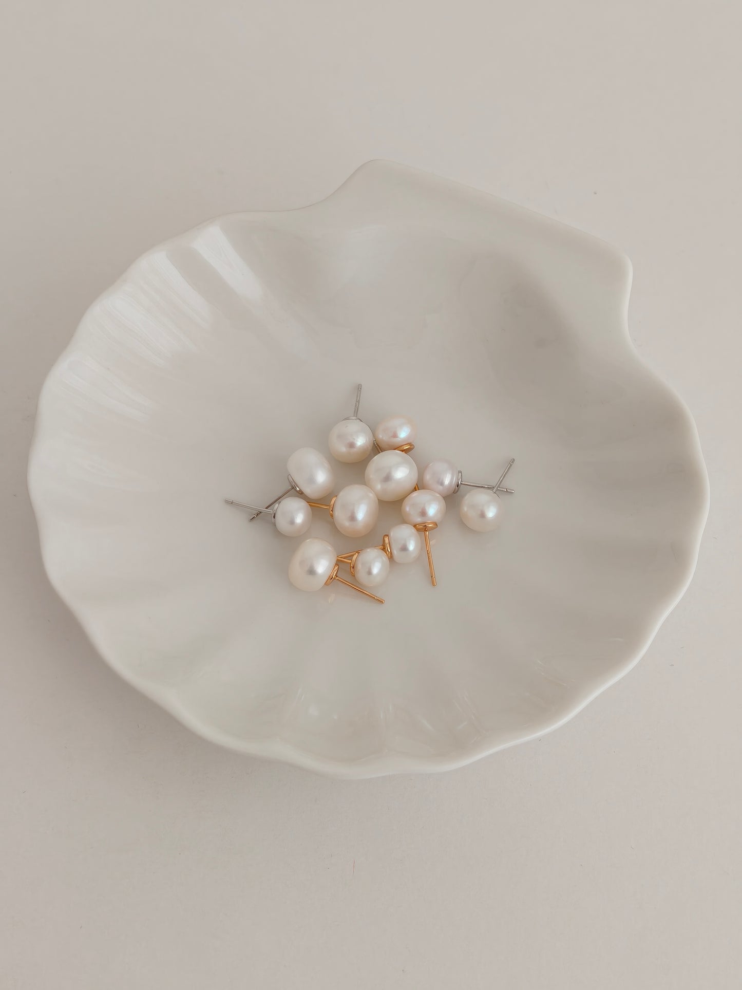 Minimalist Vintage Natural Pearl Stud Earrings | S925 Sterling Silver