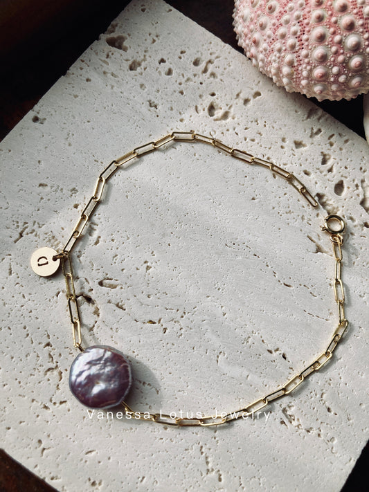Purple baroque pearl bracelet