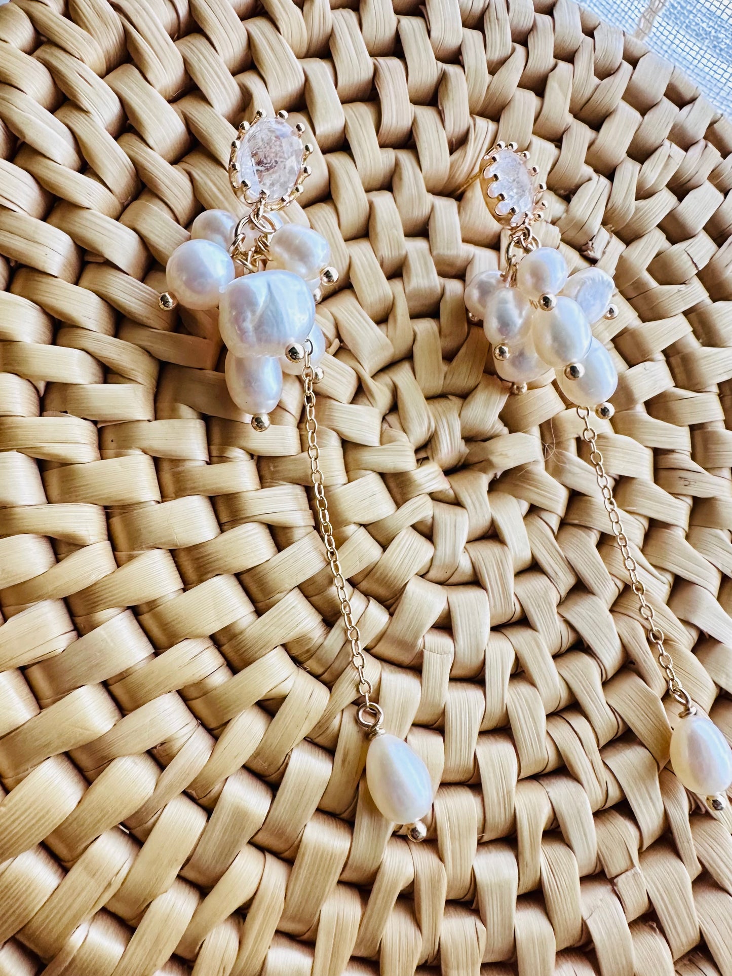Silver Grape Pearl Earrings