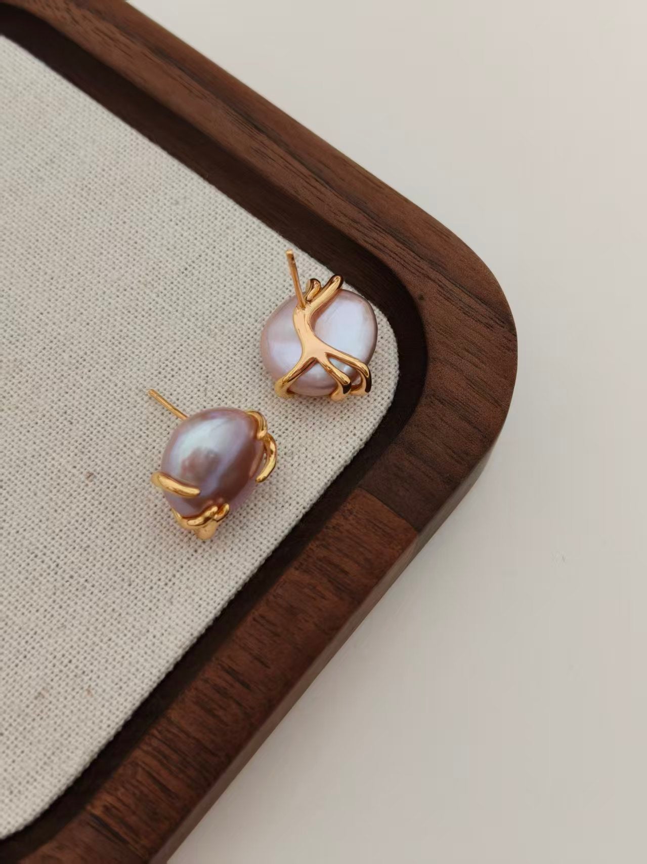 Vintage Gold Baroque Pearl Jewelry Set – Necklace & Stud Earrings | S925 Silver