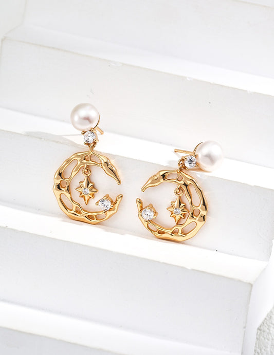 Crescent Pearl Earrings