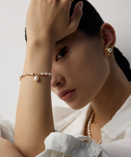 Ethereal Wave Pearl Bracelet