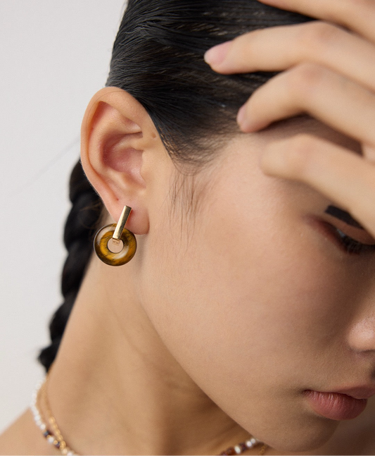 Natural Tiger’s Eye Gemstone Earrings