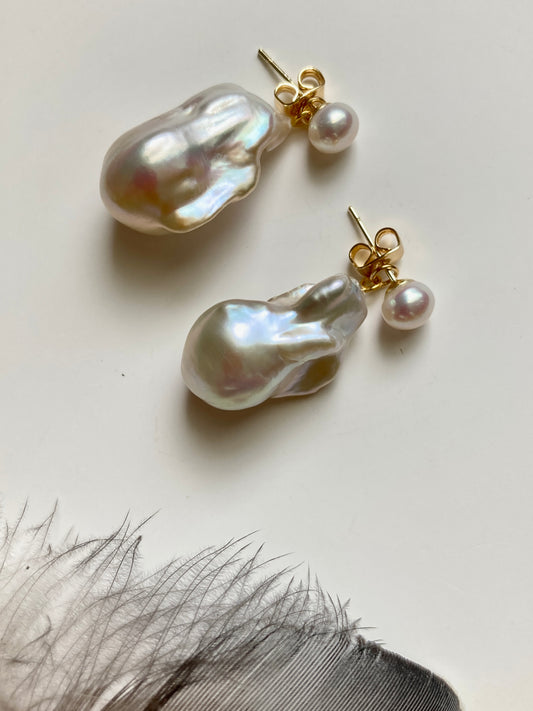 Minimalist Handcrafted Baroque Pearl Earrings