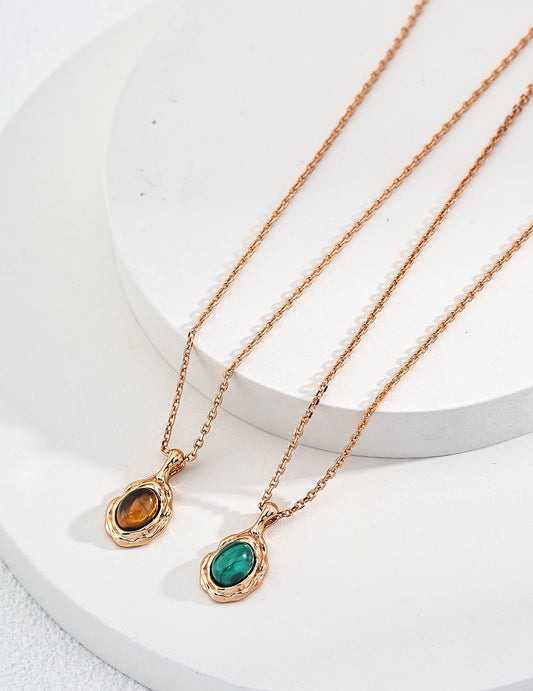 Malachite / Tiger’s Stone Sterling Silver Necklace