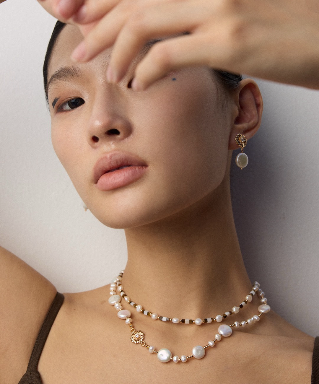 Pearl and Tiger’s Eye Beaded Necklace and Bracelet Set