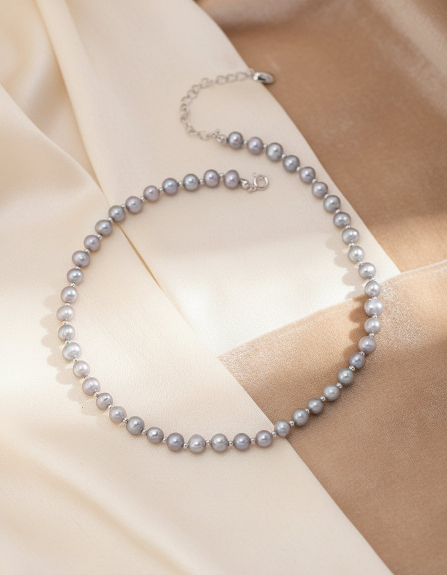Elegant White-Gold Freshwater Pearl Necklace