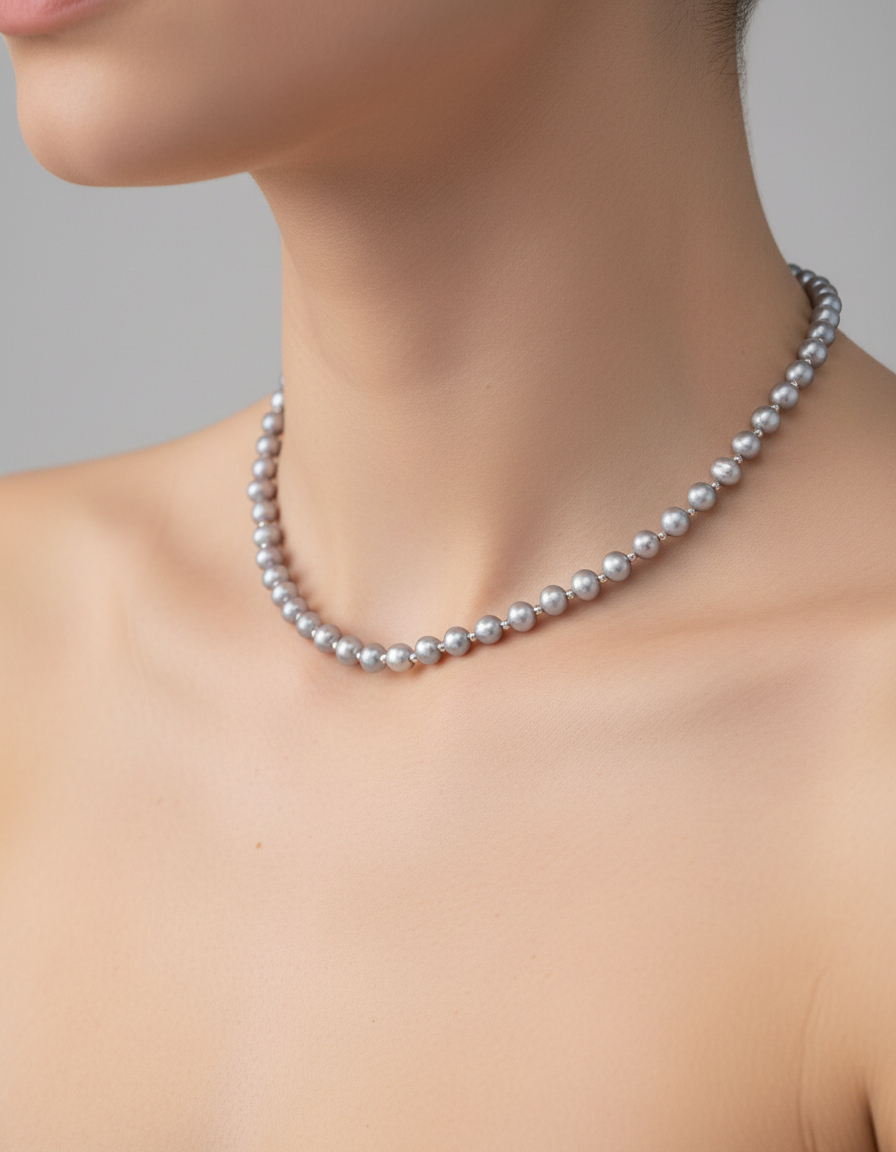 Elegant White-Gold Freshwater Pearl Necklace