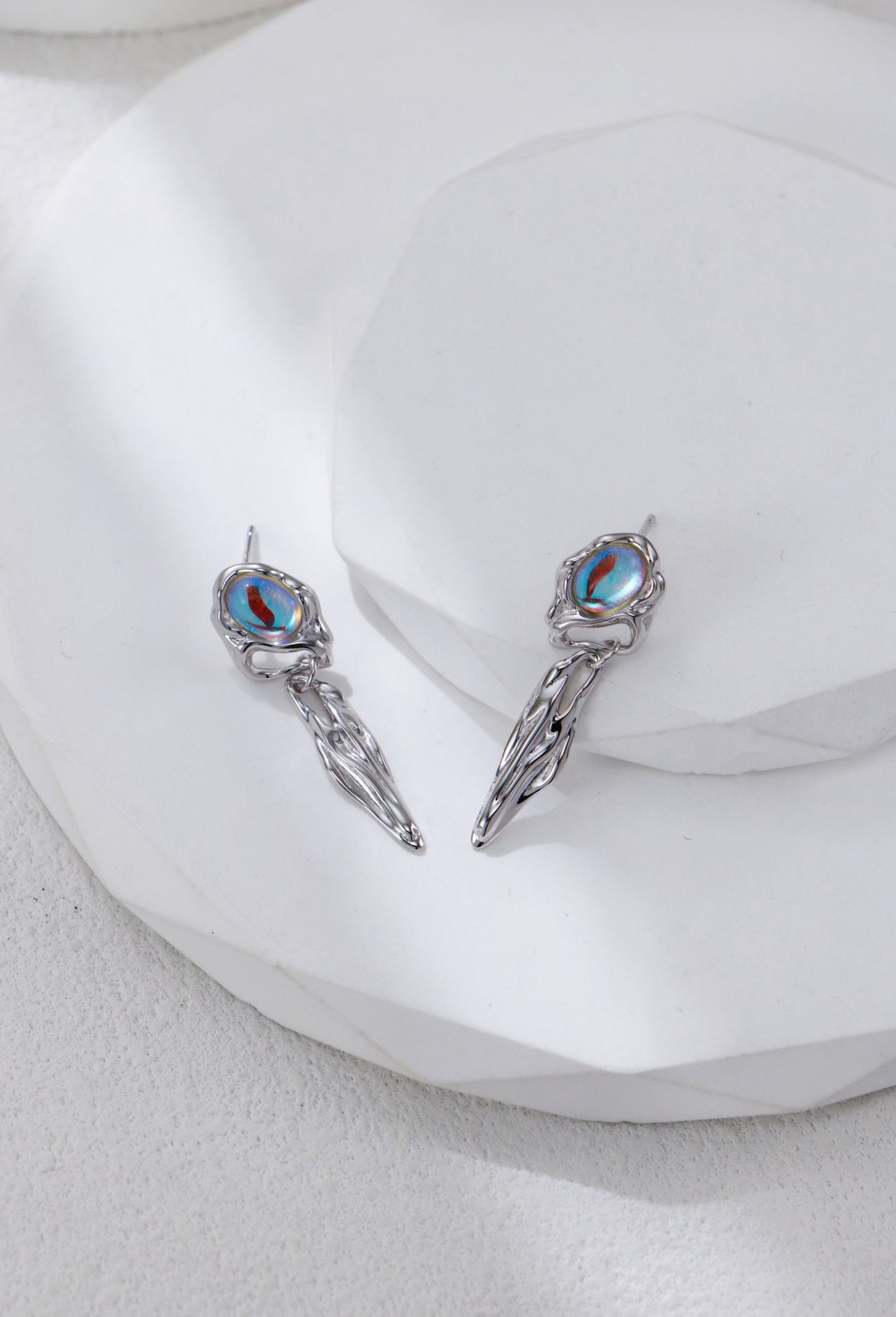 S925 Silver Vintage Moonstone Drop Earrings