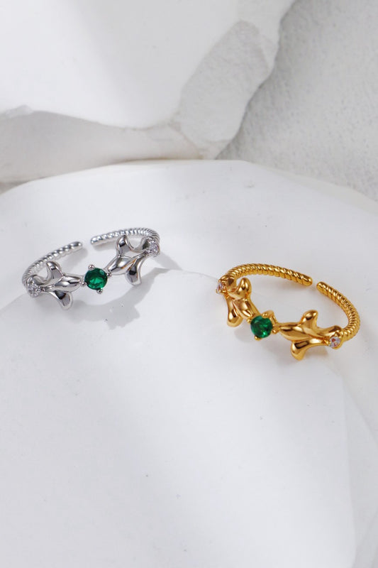 Green zircon Silver Ring
