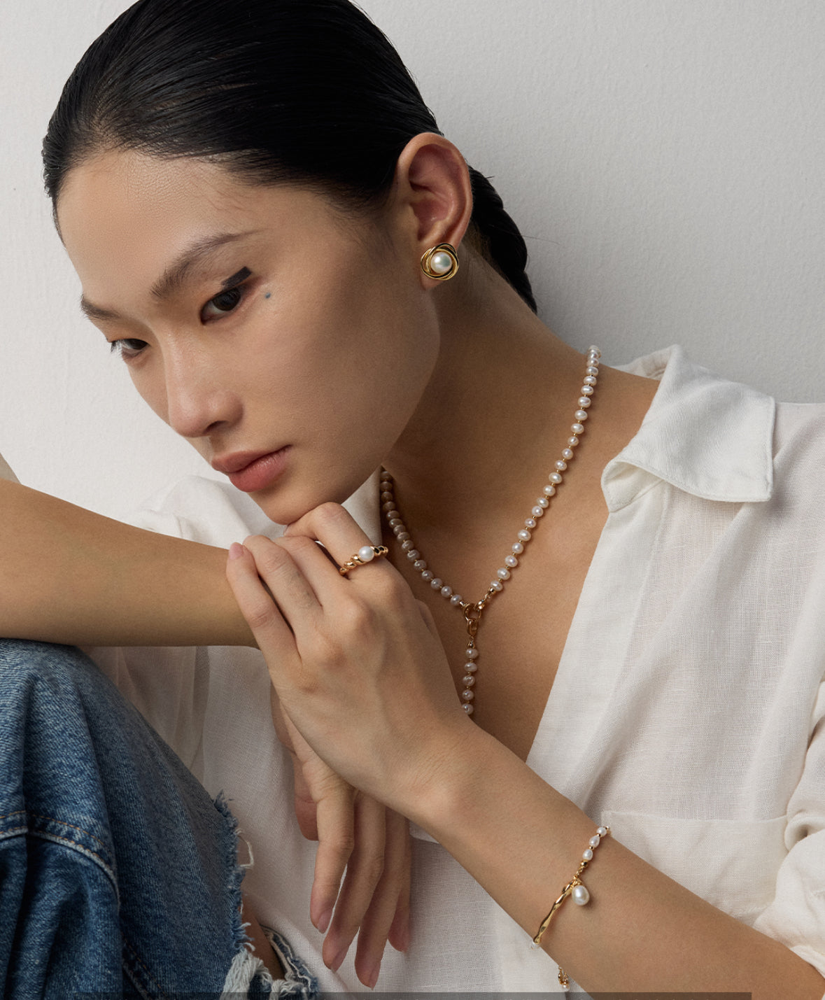 Ethereal Wave Pearl Bracelet
