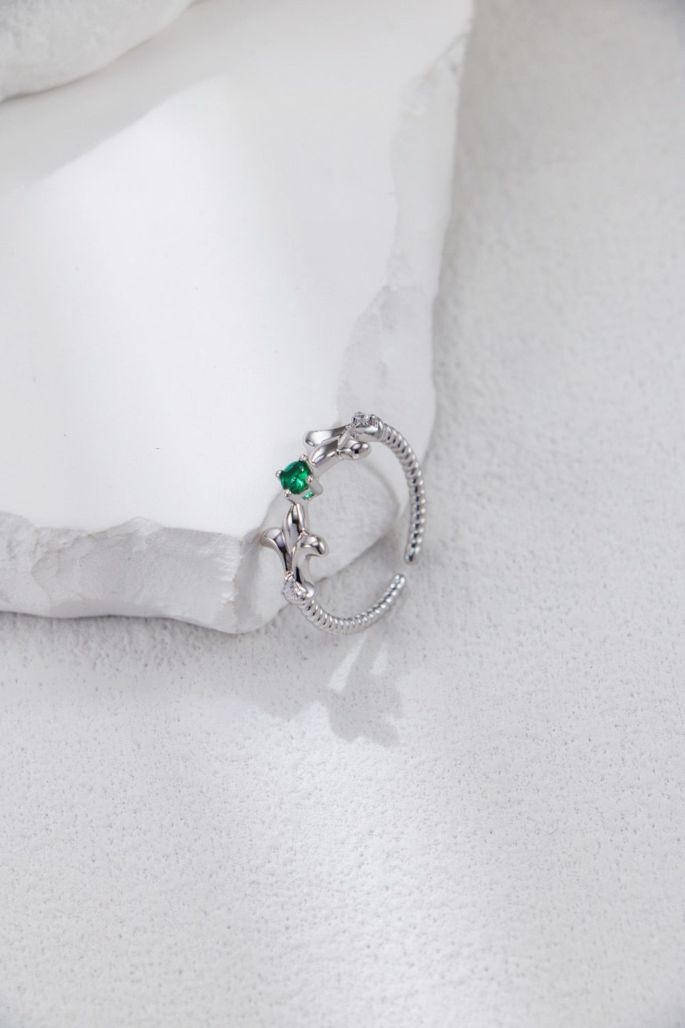 Green zircon Silver Ring