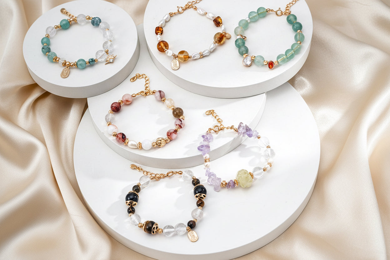 Citrine & Pearl Prosperity Bracelet – S925 Silver | Vintage Gold Finish