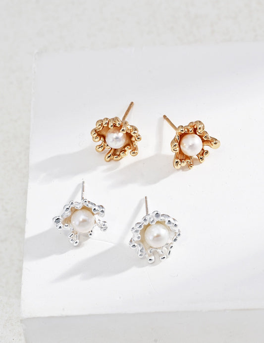Flower of Wave Pearl Studs