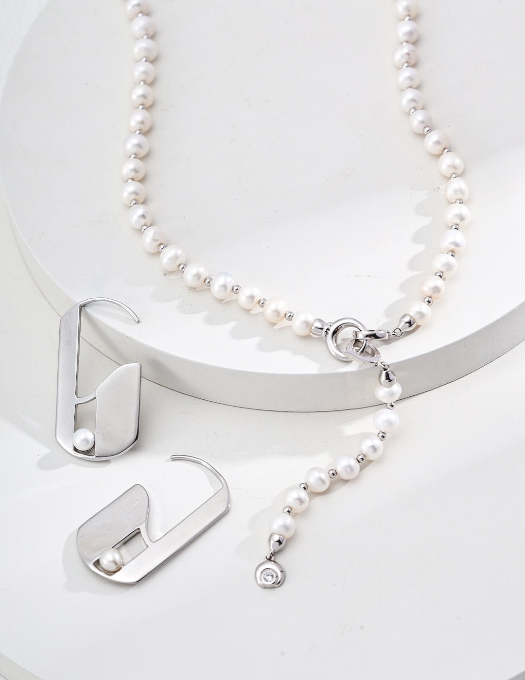 S925 Sterling Silver Natural Pearl & Zircon Necklace