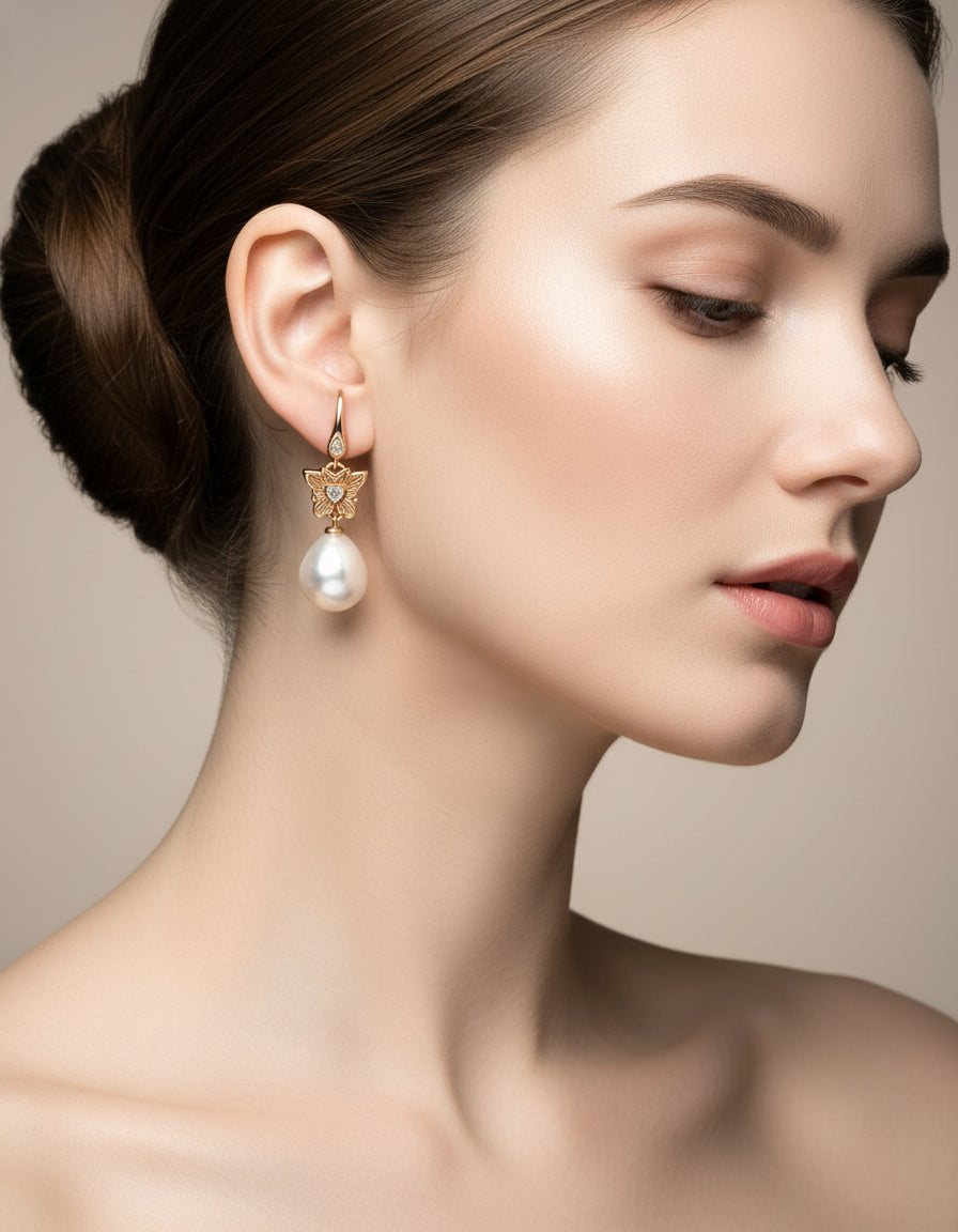 Vintage Pearl Drop Earrings | S925 Silver Baroque Pearl Jewelry