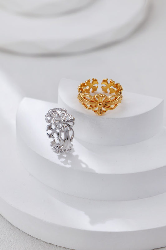 Vintage Flower Sterling Silver Ring