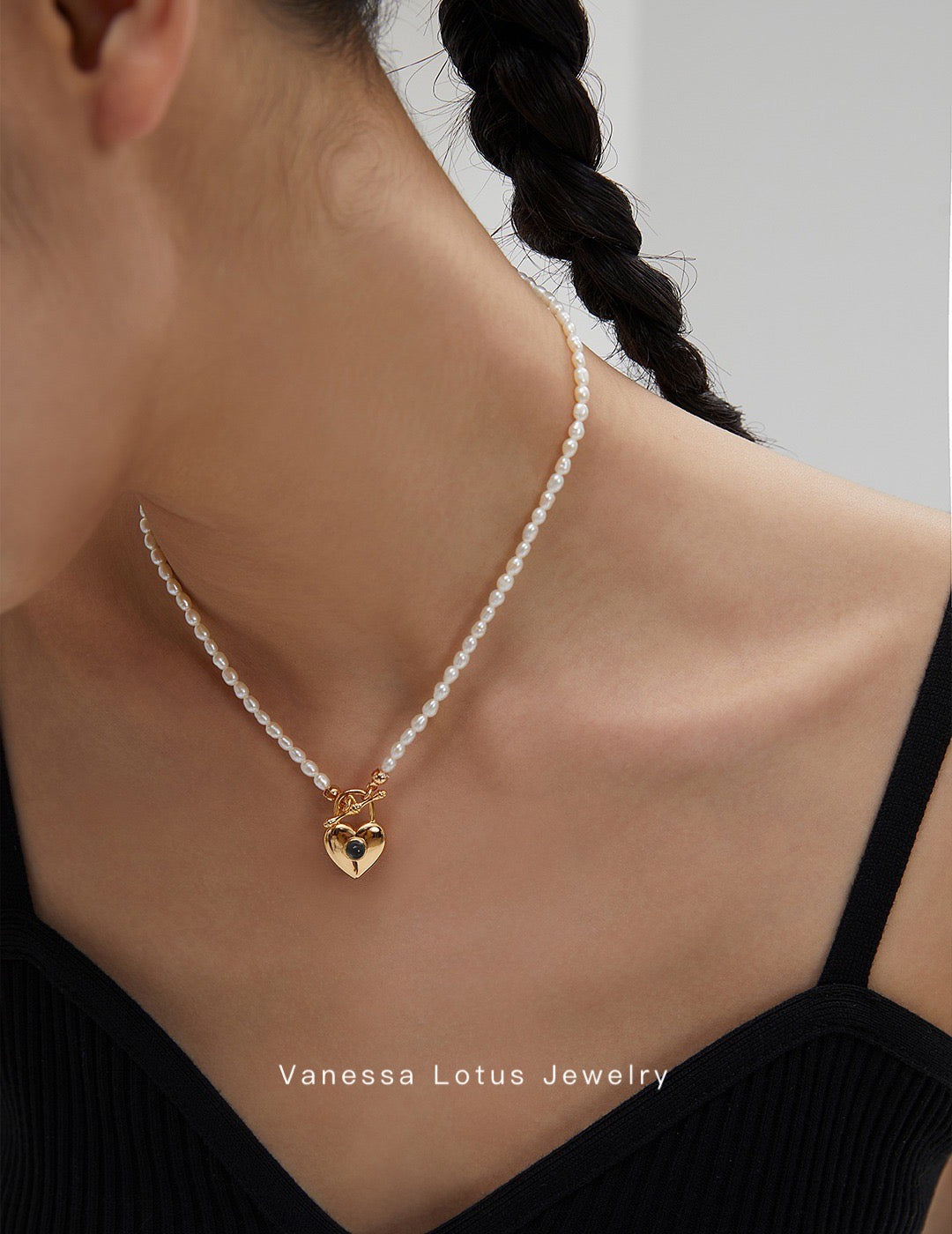 Pearl Necklace with Heart Pendant