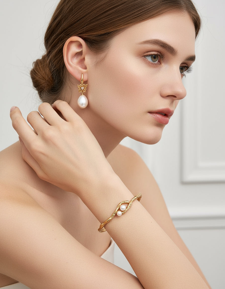 Vintage Pearl Drop Earrings | S925 Silver Baroque Pearl Jewelry