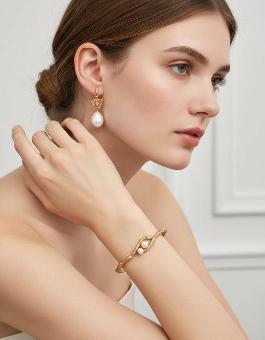 Vintage Pearl Drop Earrings | S925 Silver Baroque Pearl Jewelry