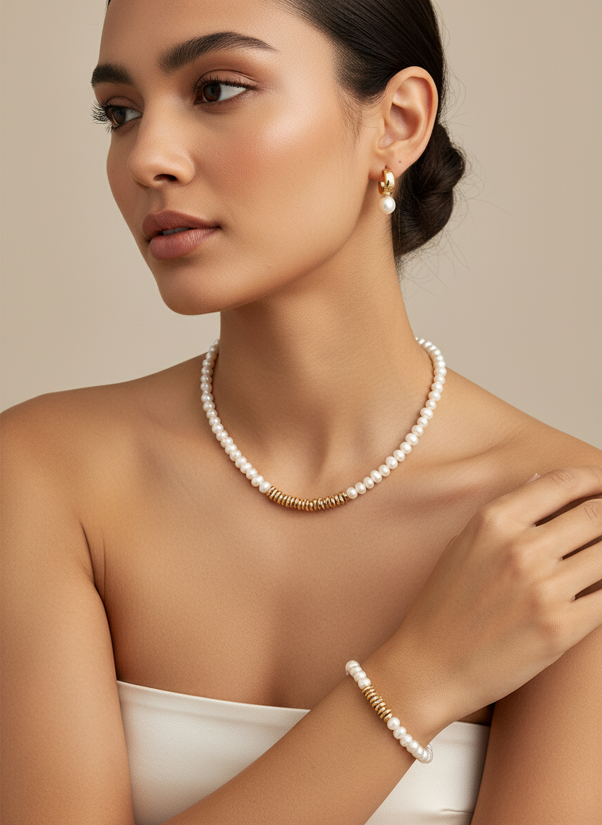 Pearl Necklace and Bracelet