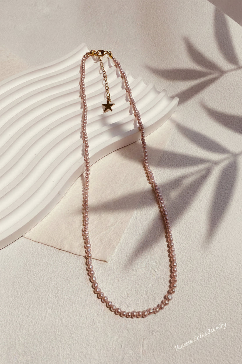 Pink Baby Pearl Necklace with Removable Baroque Pearl Pendant | Natural Freshwater Pearl Necklace