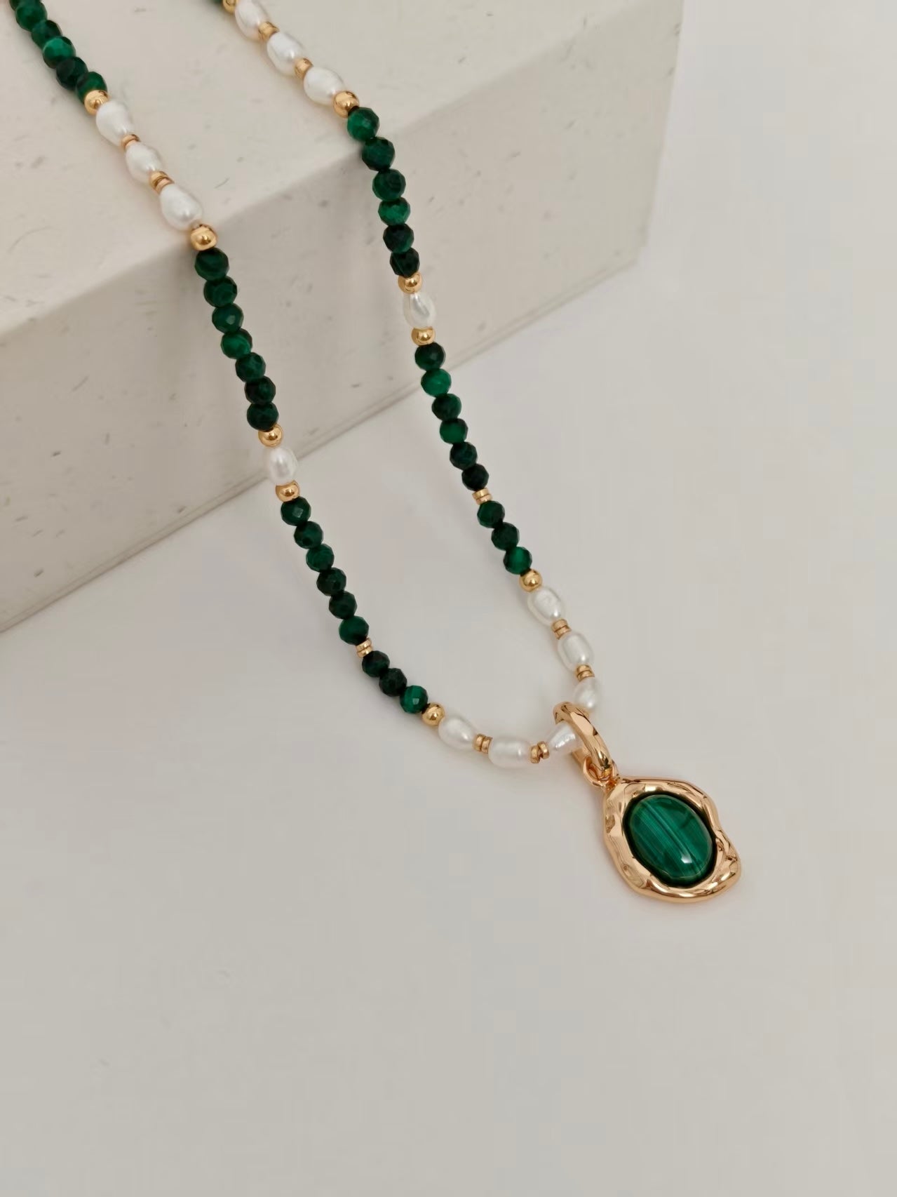 Malachite and Pearl Necklace